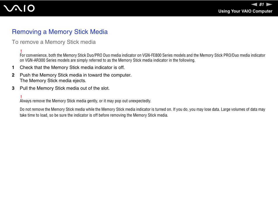 Sony VGN-FE890N User Manual | Page 81 / 231