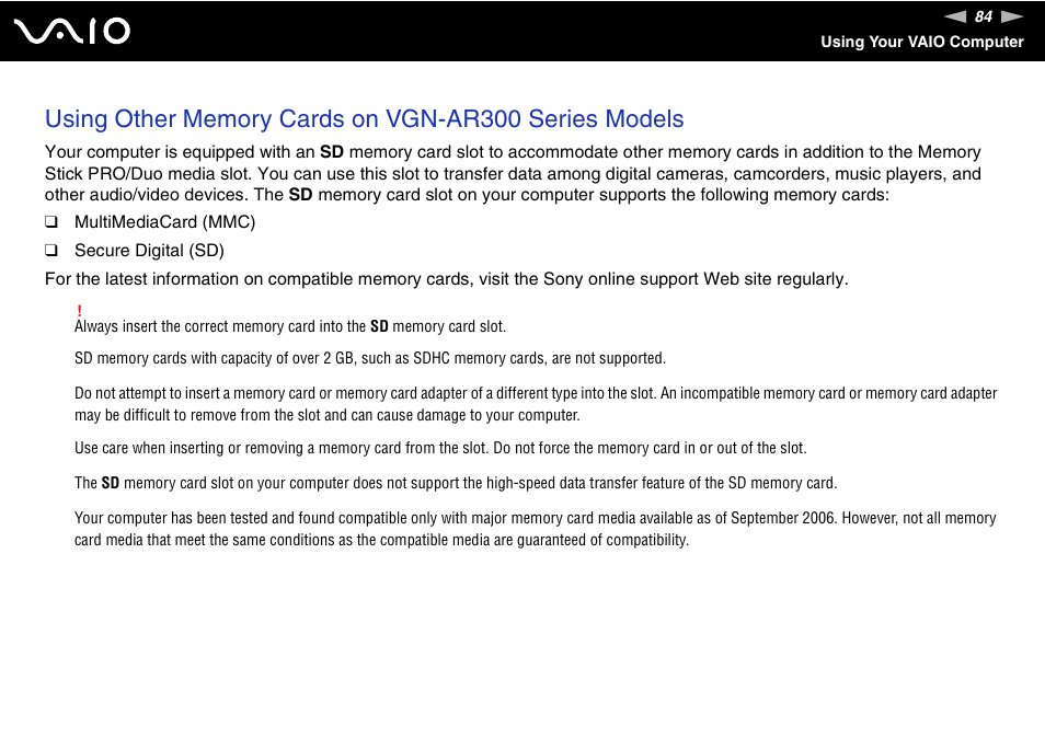 Sony VGN-FE890N User Manual | Page 84 / 231