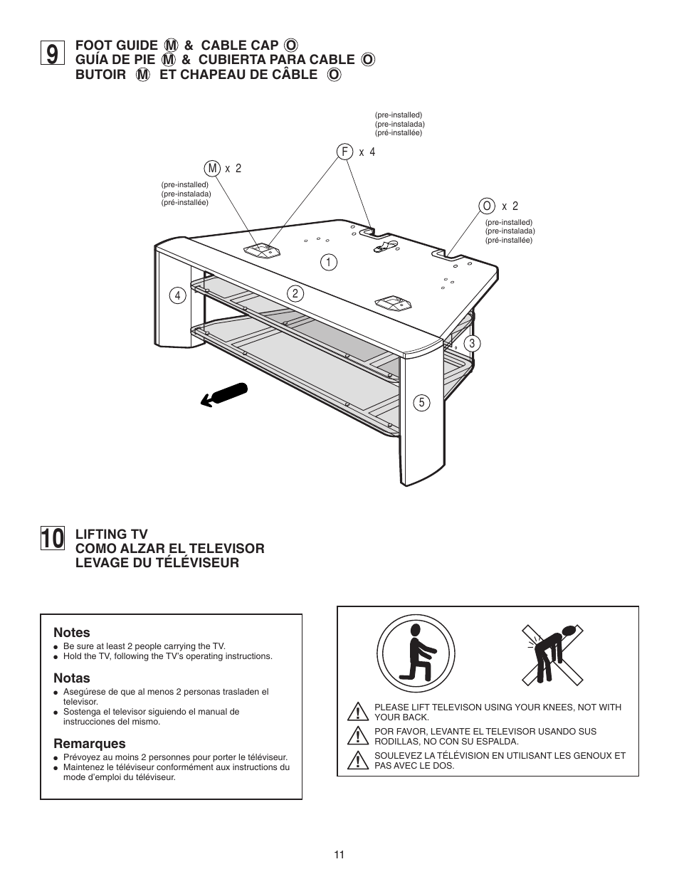 Notas, Remarques | Sony KDF-50E2000 User Manual | Page 11 / 16