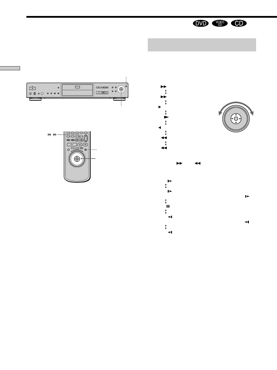 Playing at various speeds/frame by frame, Playing at various speeds/frame by frame 18 | Sony DVP-S570D User Manual | Page 18 / 80