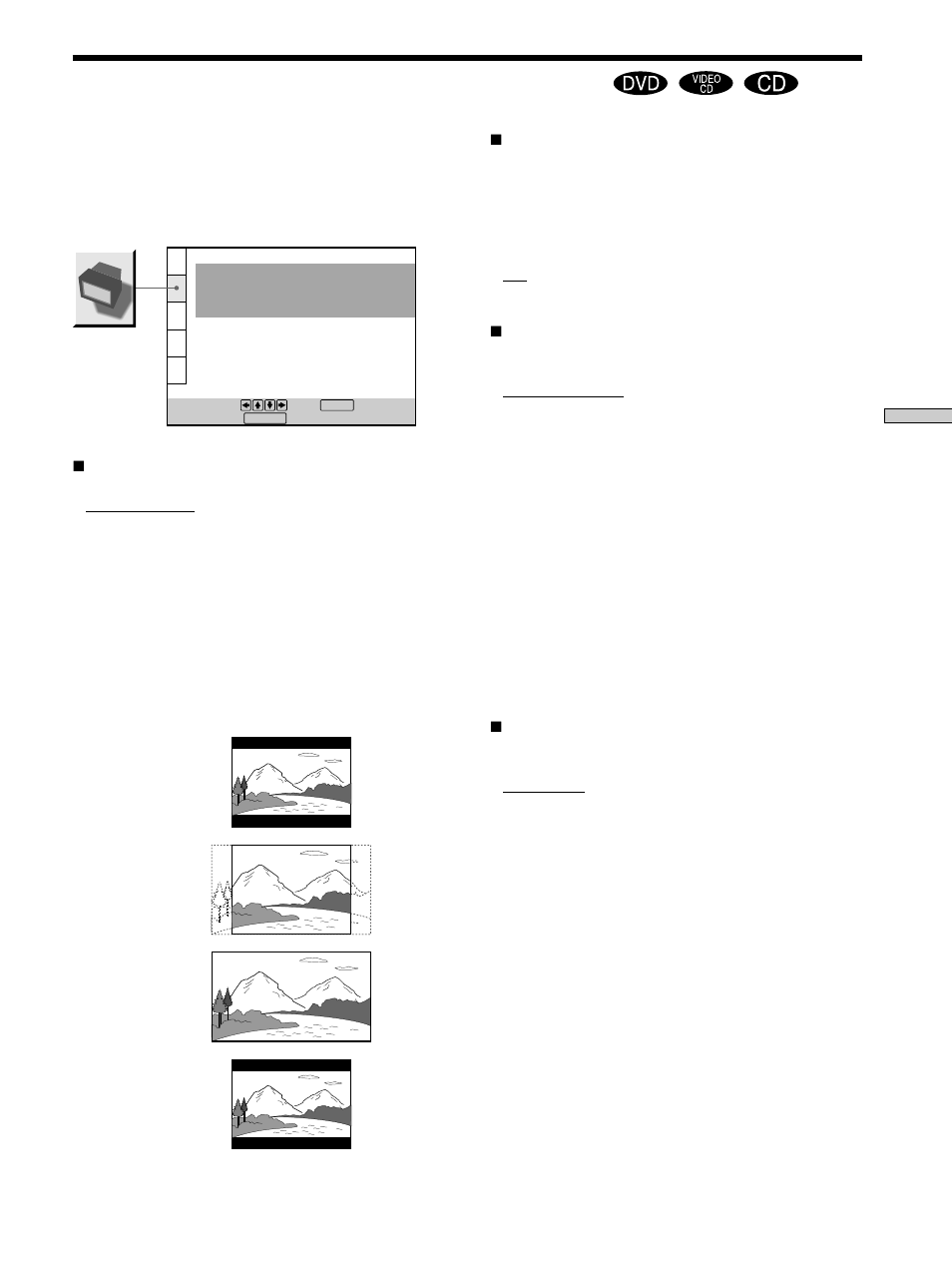 Settings for the display (screen setup), Settings for the display (screen setup) 55 | Sony DVP-S570D User Manual | Page 55 / 80