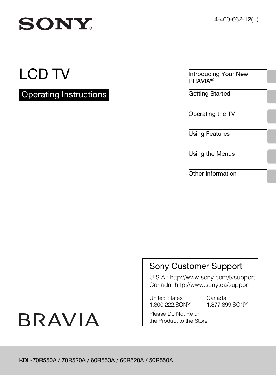 Sony KDL-70R550A User Manual | 84 pages