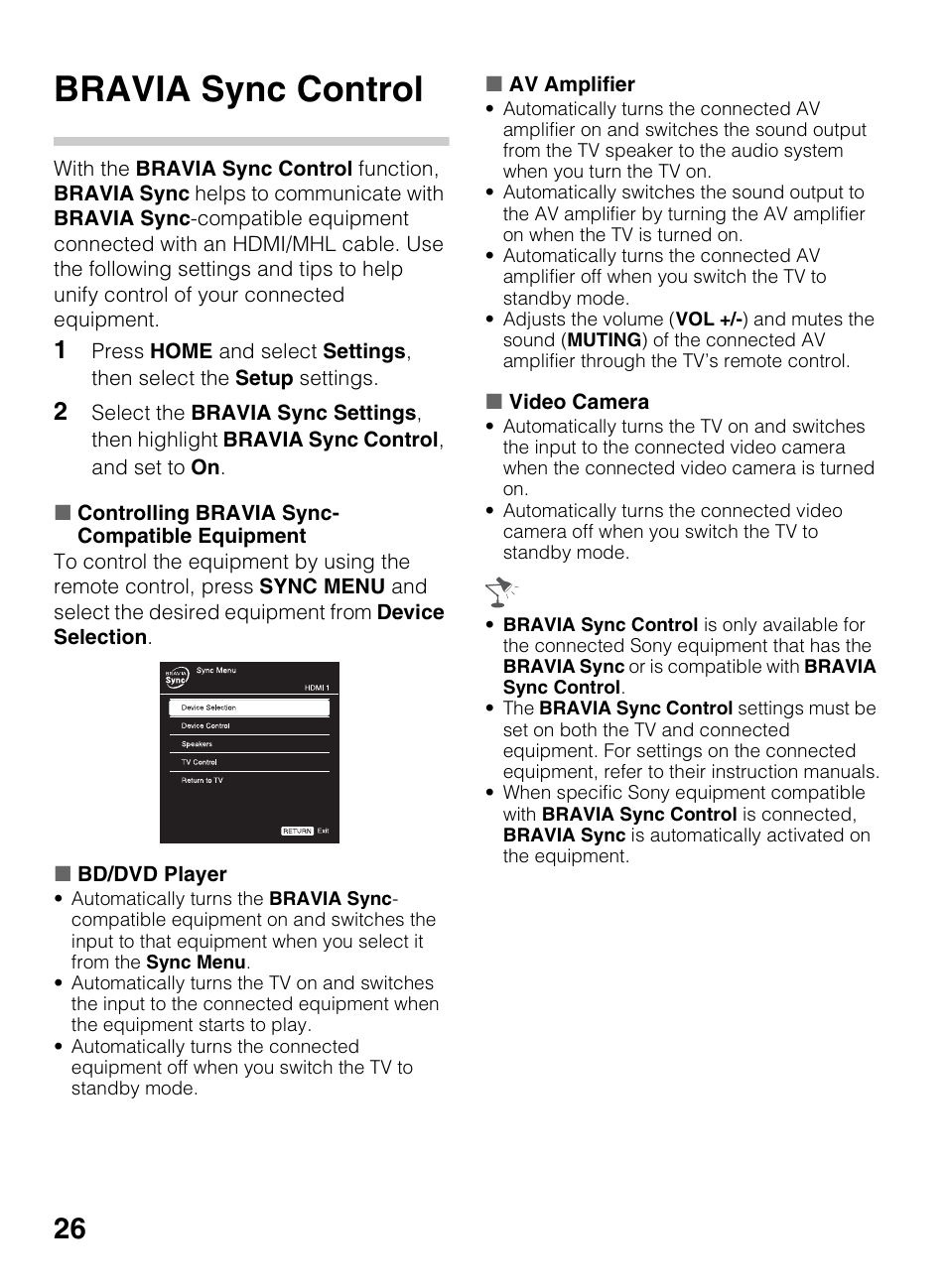 Using features, Bravia sync control | Sony KDL-70R550A User Manual | Page 26 / 84