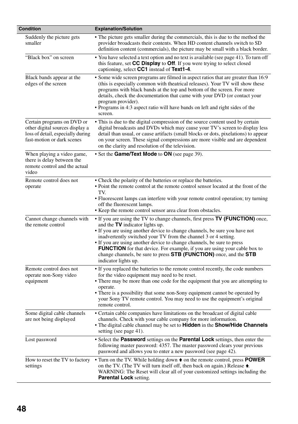 Sony KDL-52XBR5 User Manual | Page 48 / 60