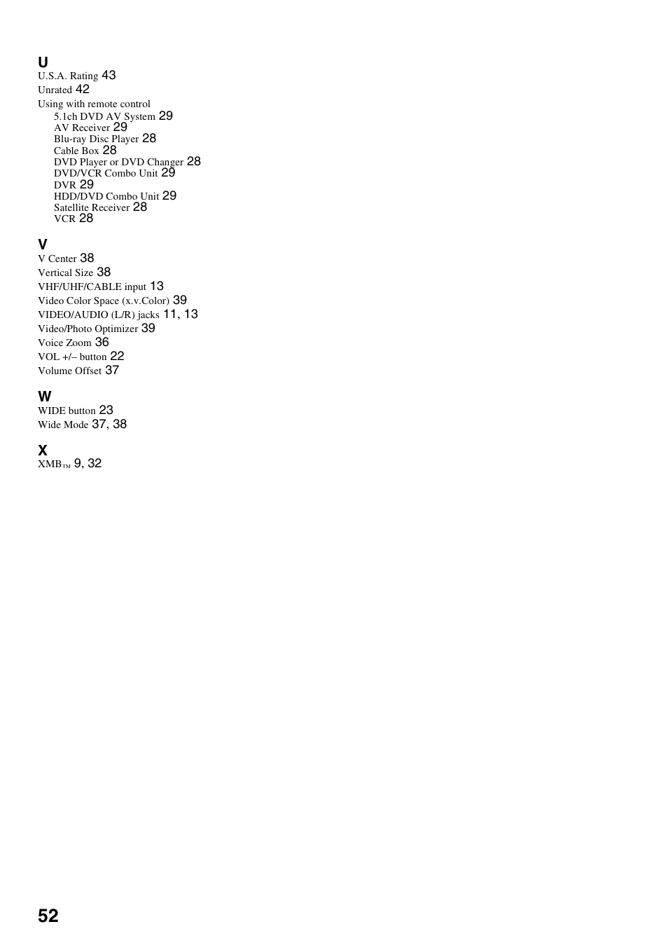 Sony KDL-52XBR5 User Manual | Page 52 / 60