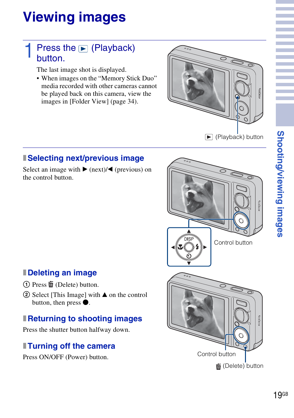 Viewing images | Sony DSC-W290 User Manual | Page 19 / 60