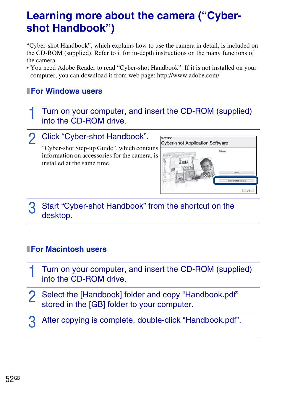 Sony DSC-W290 User Manual | Page 52 / 60