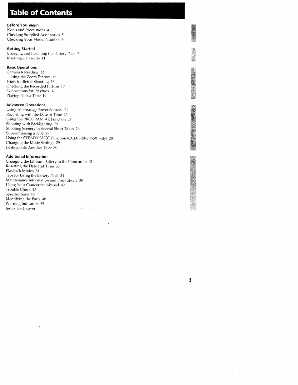 Sony CCD-TR54 User Manual | Page 3 / 56