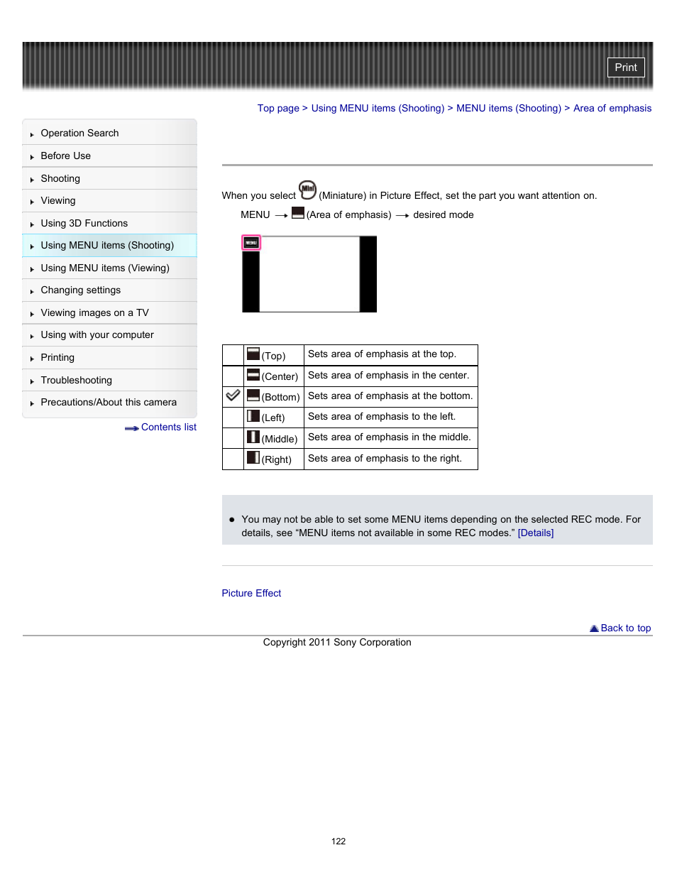 Area of emphasis | Sony DSC-TX55 User Manual | Page 122 / 275