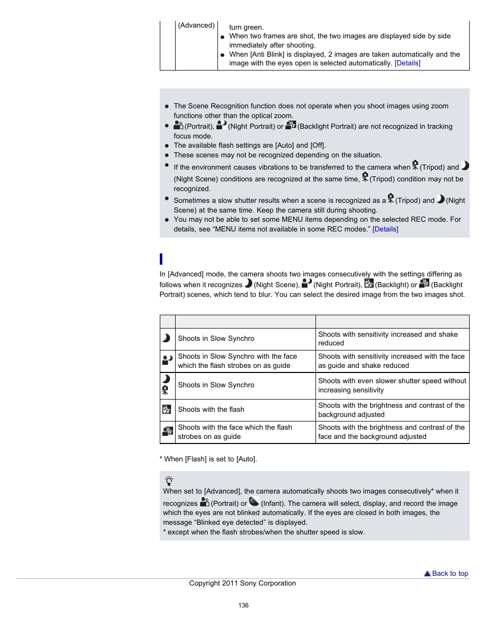 Advanced mode | Sony DSC-TX55 User Manual | Page 136 / 275