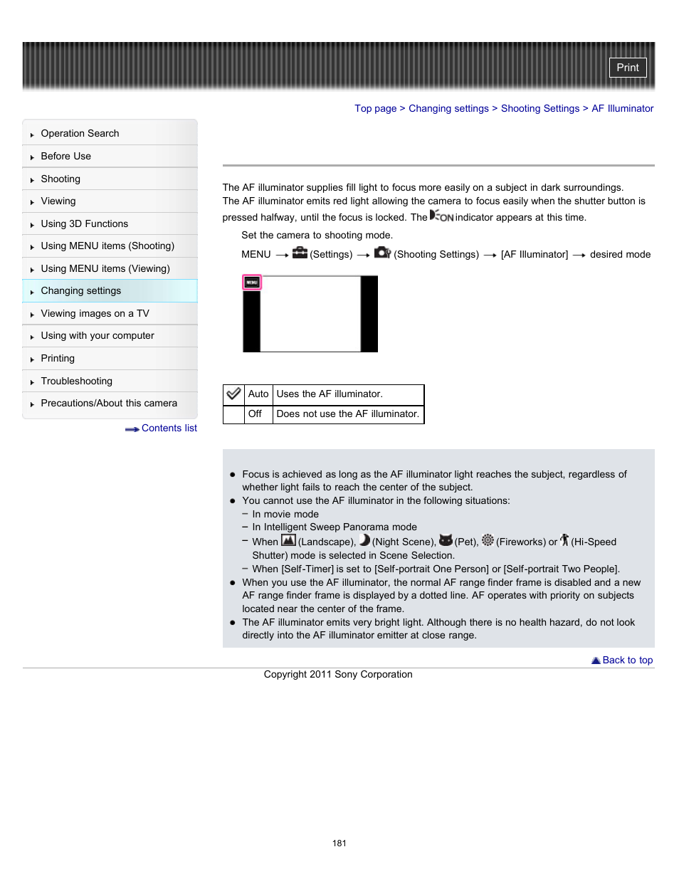 Af illuminator | Sony DSC-TX55 User Manual | Page 181 / 275