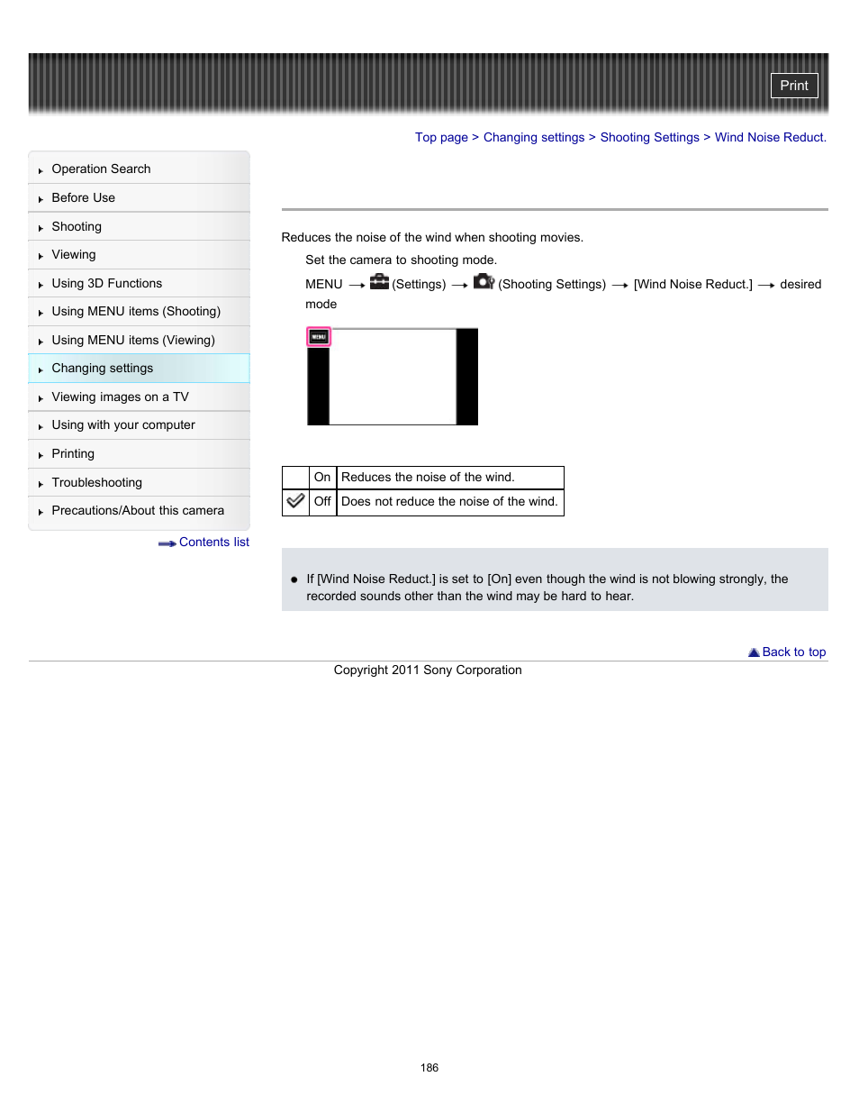 Wind noise reduct | Sony DSC-TX55 User Manual | Page 186 / 275