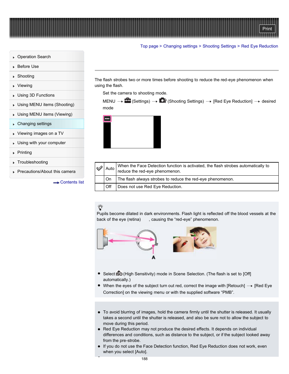 Red eye reduction | Sony DSC-TX55 User Manual | Page 188 / 275