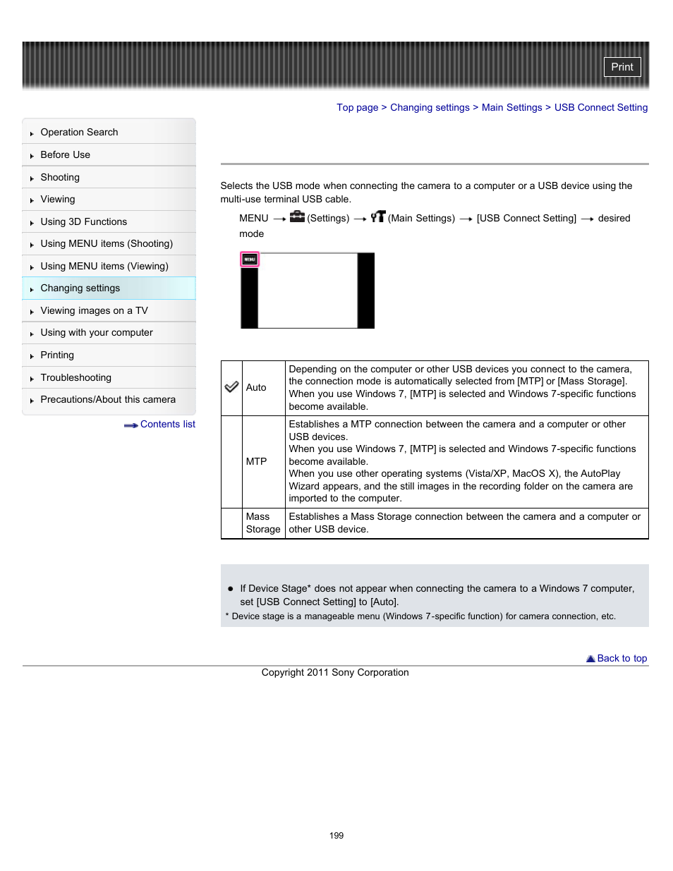 Usb connect setting | Sony DSC-TX55 User Manual | Page 199 / 275