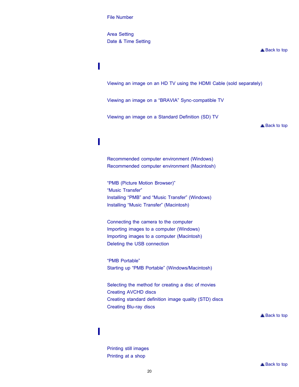 Sony DSC-TX55 User Manual | Page 20 / 275