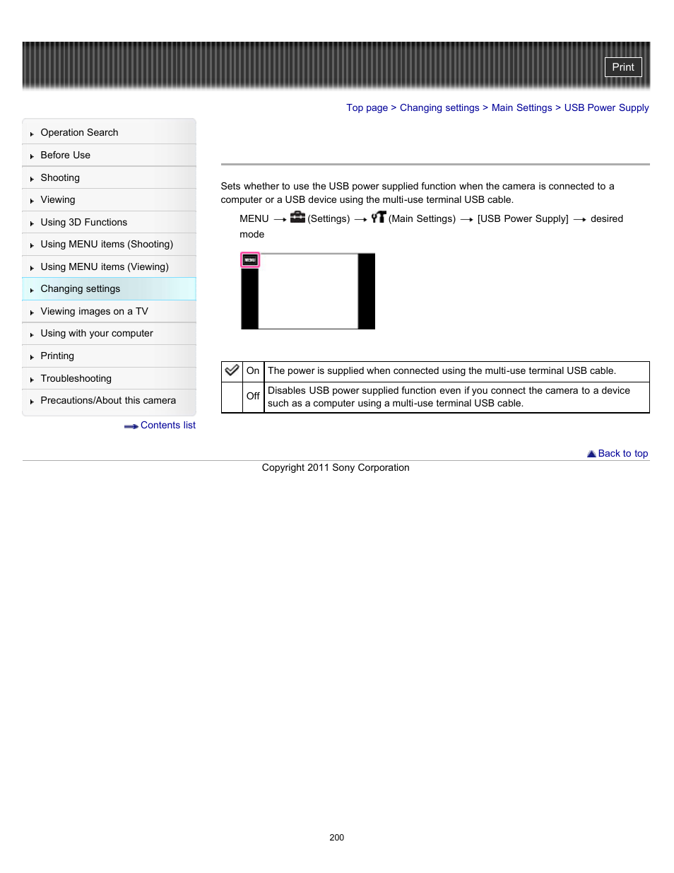 Usb power supply | Sony DSC-TX55 User Manual | Page 200 / 275