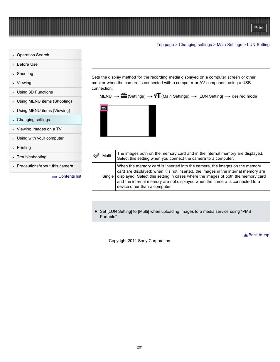 Lun setting | Sony DSC-TX55 User Manual | Page 201 / 275