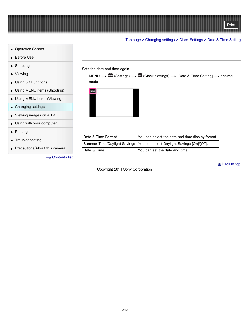 Date & time setting | Sony DSC-TX55 User Manual | Page 212 / 275