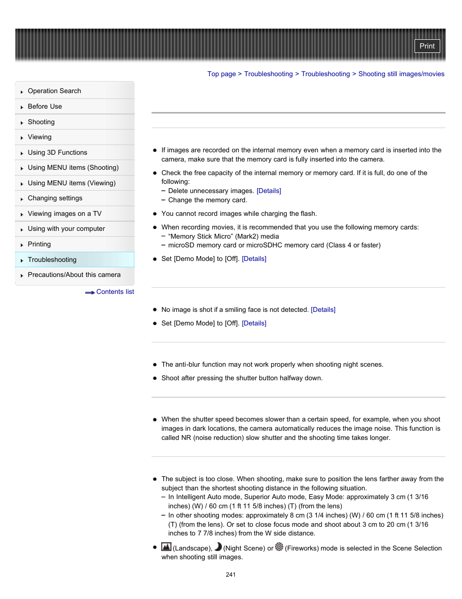 Shooting still images/movies | Sony DSC-TX55 User Manual | Page 241 / 275