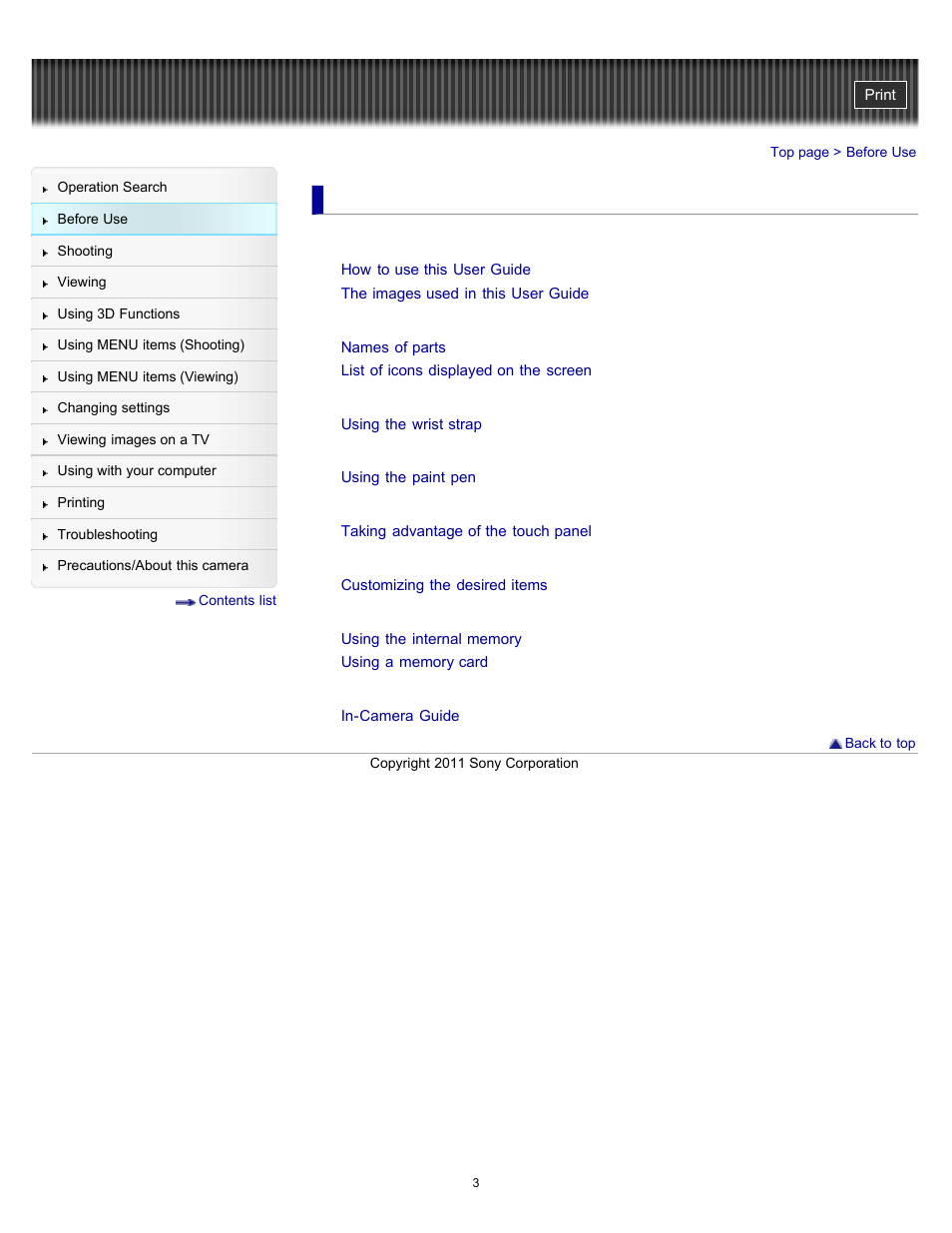 Before use | Sony DSC-TX55 User Manual | Page 3 / 275