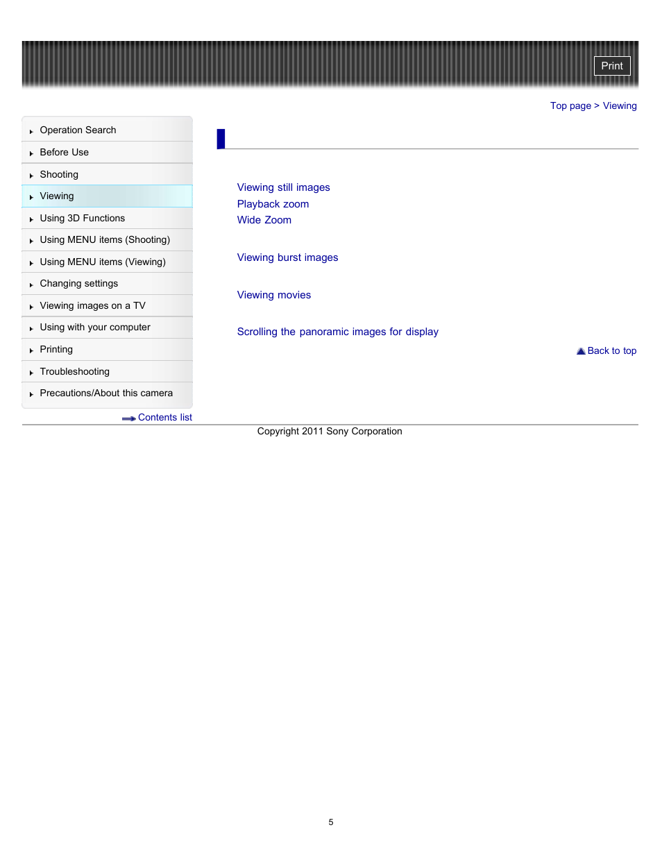 Viewing | Sony DSC-TX55 User Manual | Page 5 / 275