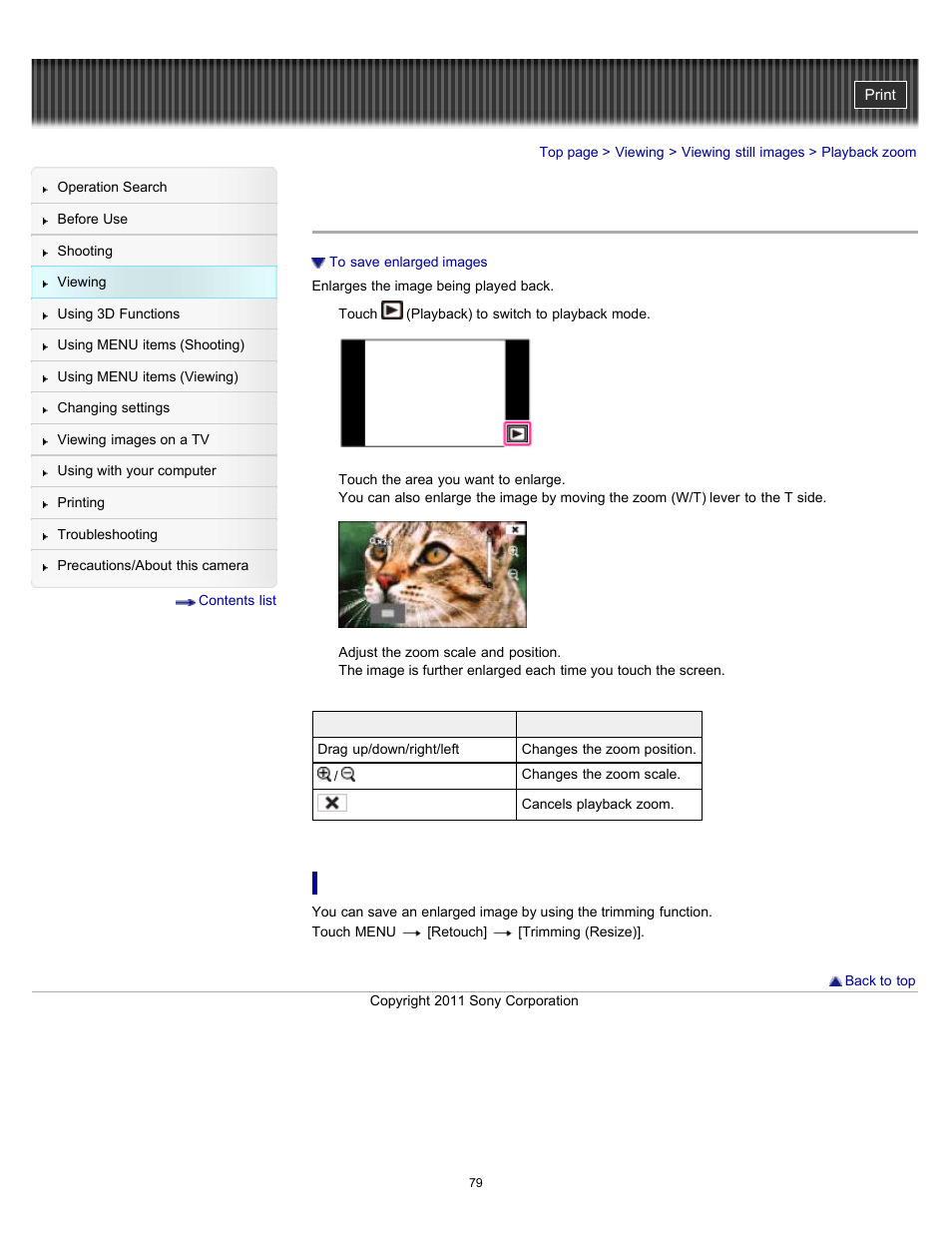 Playback zoom | Sony DSC-TX55 User Manual | Page 79 / 275