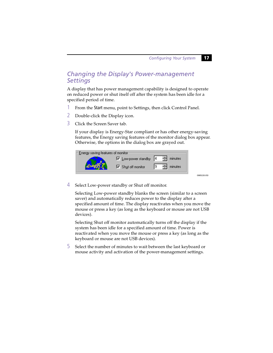 Changing the display's power-management settings | Sony PCV-E203 User Manual | Page 25 / 112