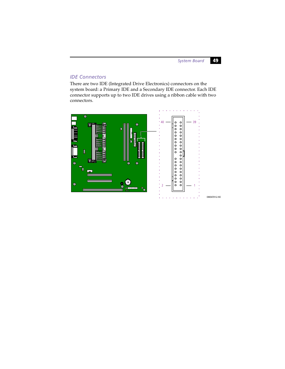 Ide connectors, 49 ide connectors | Sony PCV-E203 User Manual | Page 57 / 112