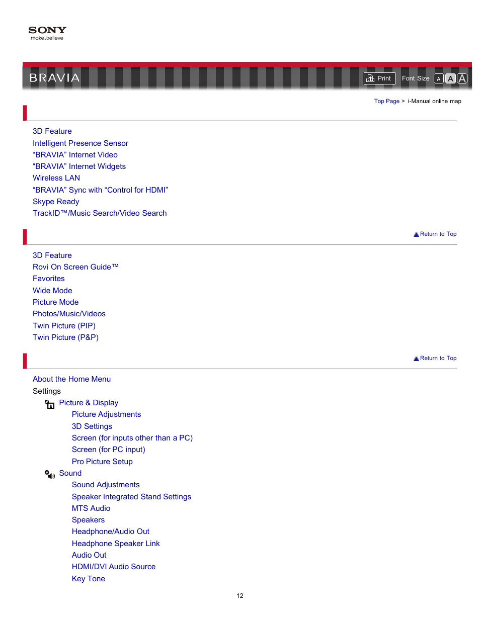 I-manual online map | Sony KDL-60NX720 User Manual | Page 12 / 184