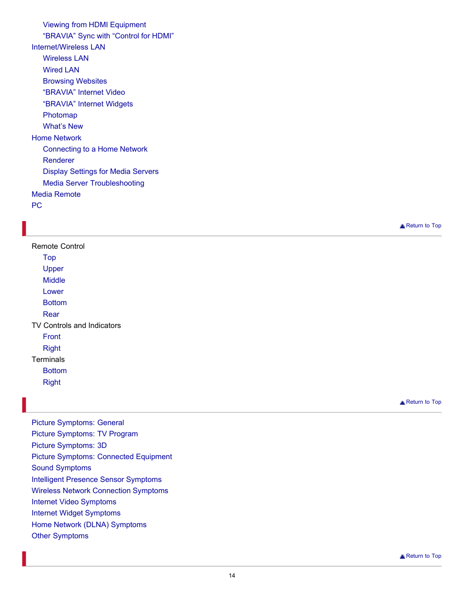 Sony KDL-60NX720 User Manual | Page 14 / 184