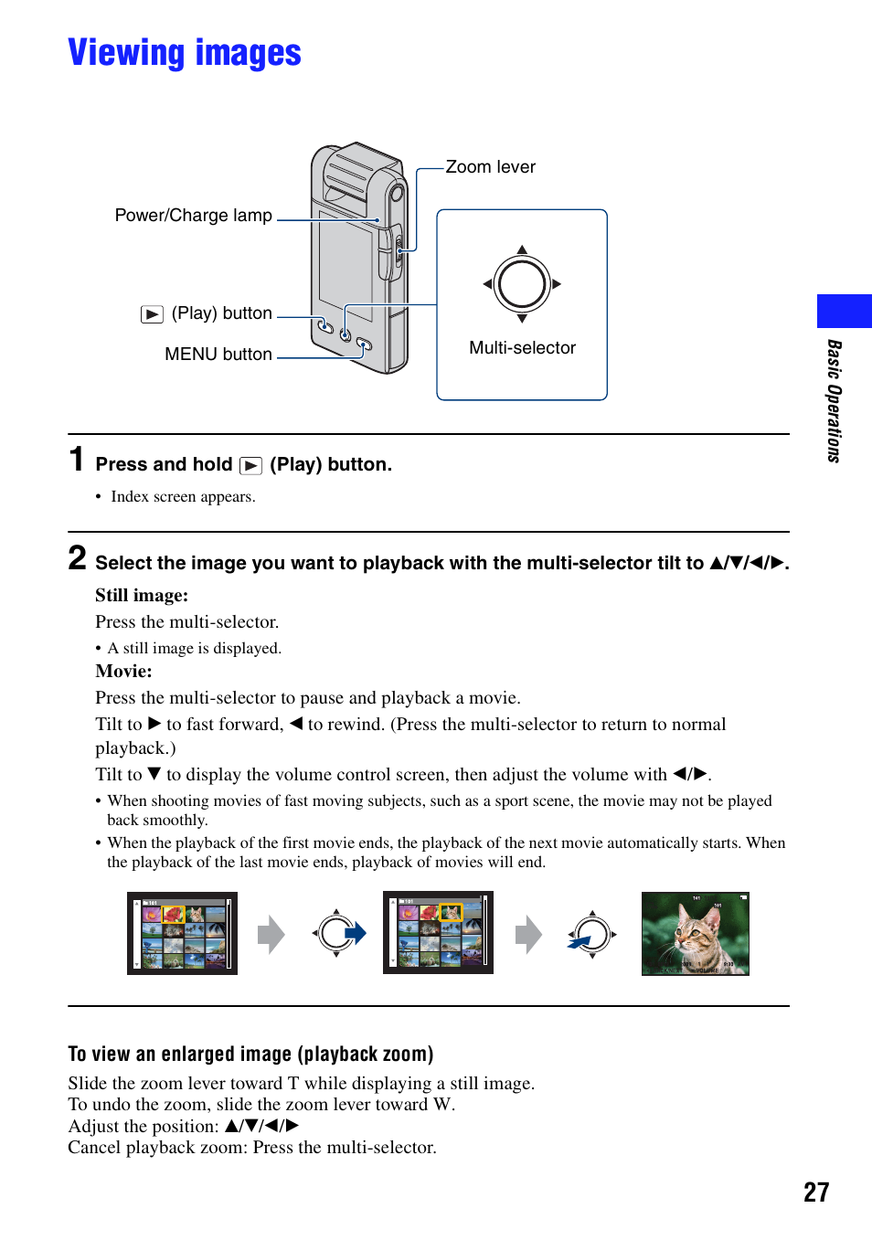 Viewing images, N (27 | Sony bloggie  MHS-PM5 User Manual | Page 27 / 73