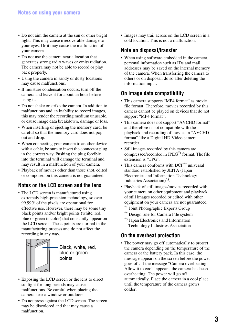 On image data compatibility, On the overheat protection | Sony bloggie  MHS-PM5 User Manual | Page 3 / 73