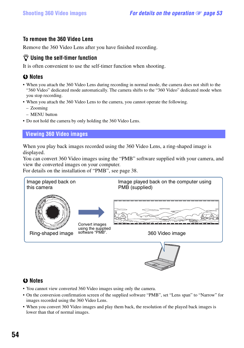 Viewing 360 video images | Sony bloggie  MHS-PM5 User Manual | Page 54 / 73