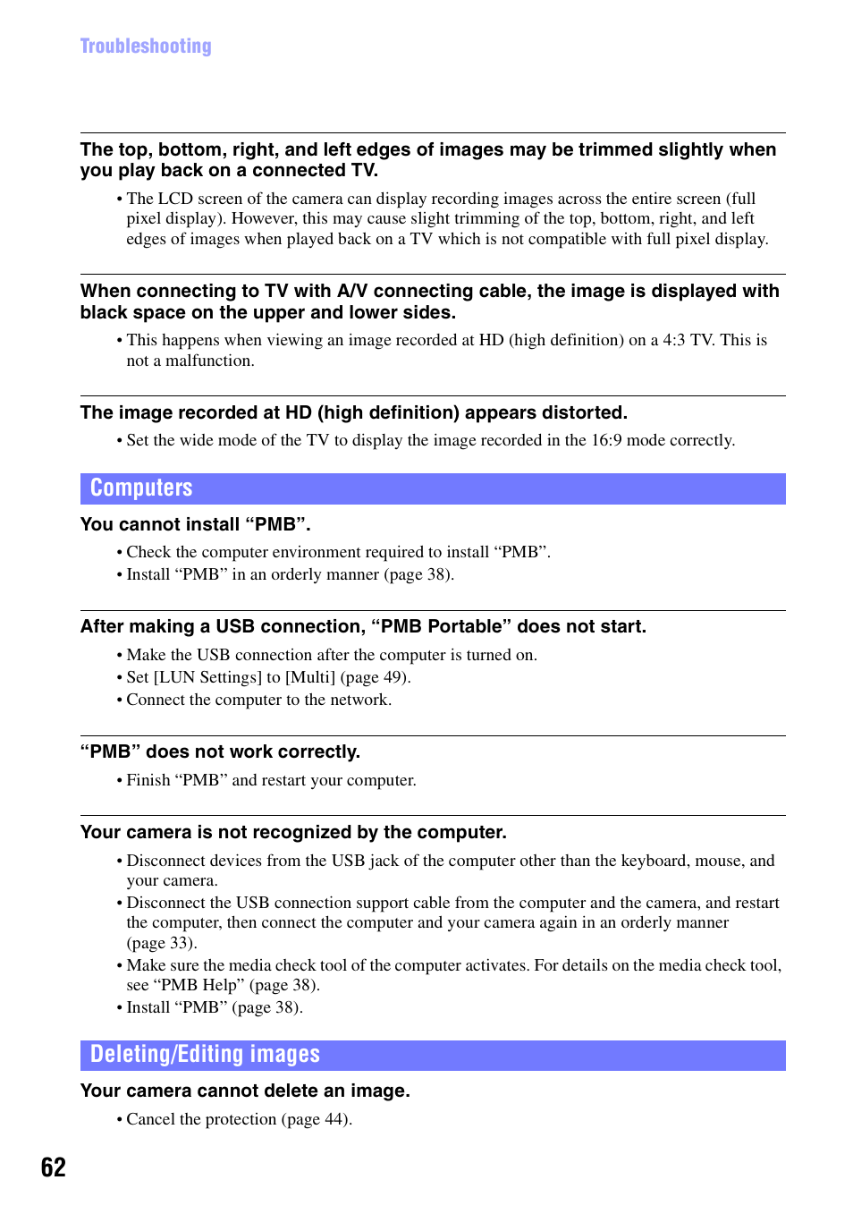 Computers, Deleting/editing images, Computers deleting/editing images | Sony bloggie  MHS-PM5 User Manual | Page 62 / 73