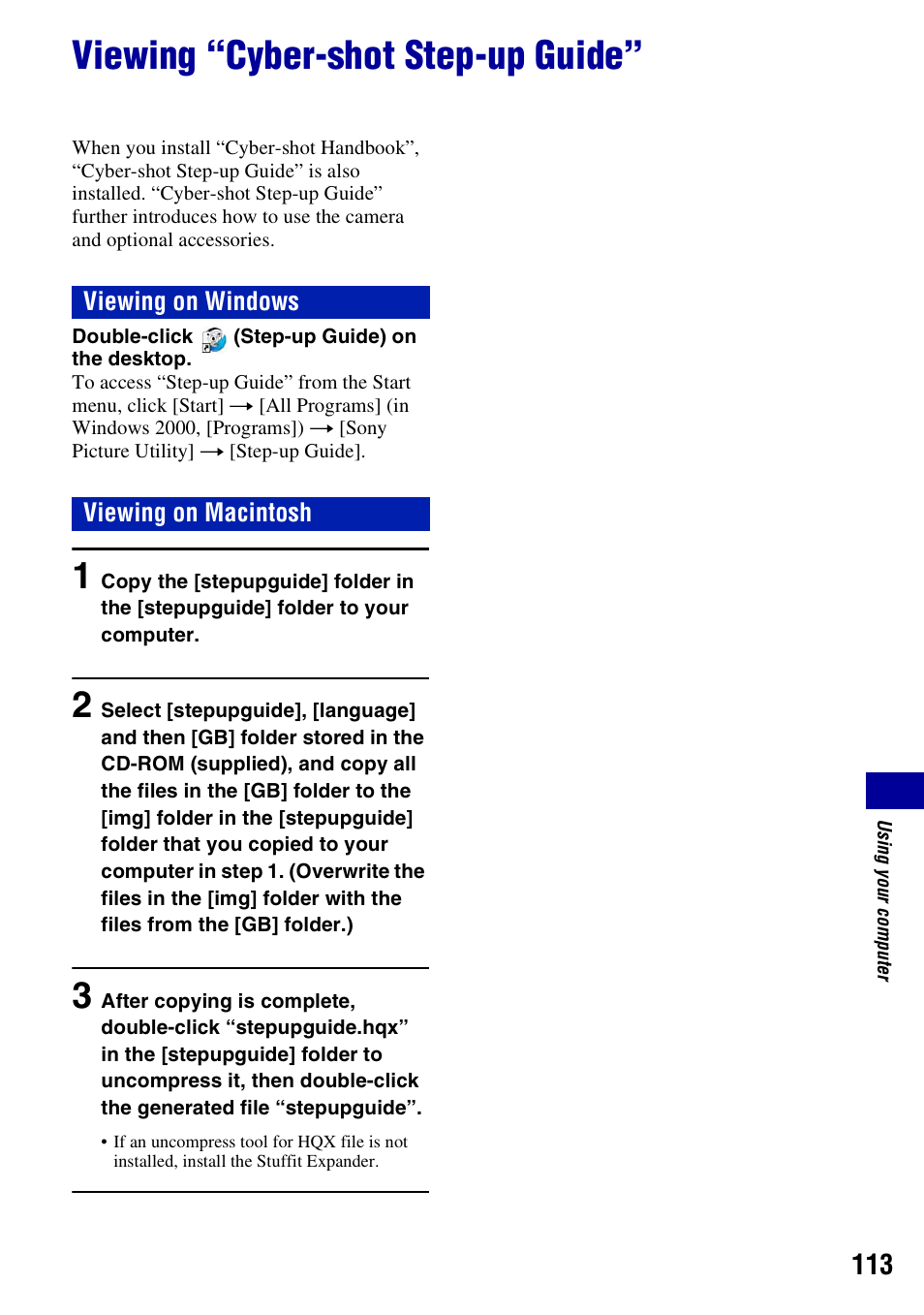Viewing “cyber-shot step-up guide | Sony DSC-T300 User Manual | Page 113 / 147