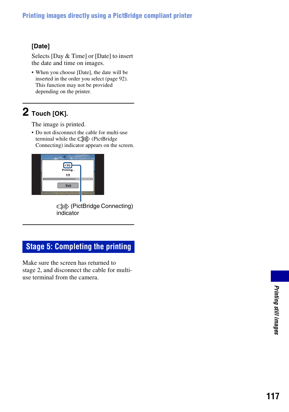 Stage 5: completing the printing | Sony DSC-T300 User Manual | Page 117 / 147