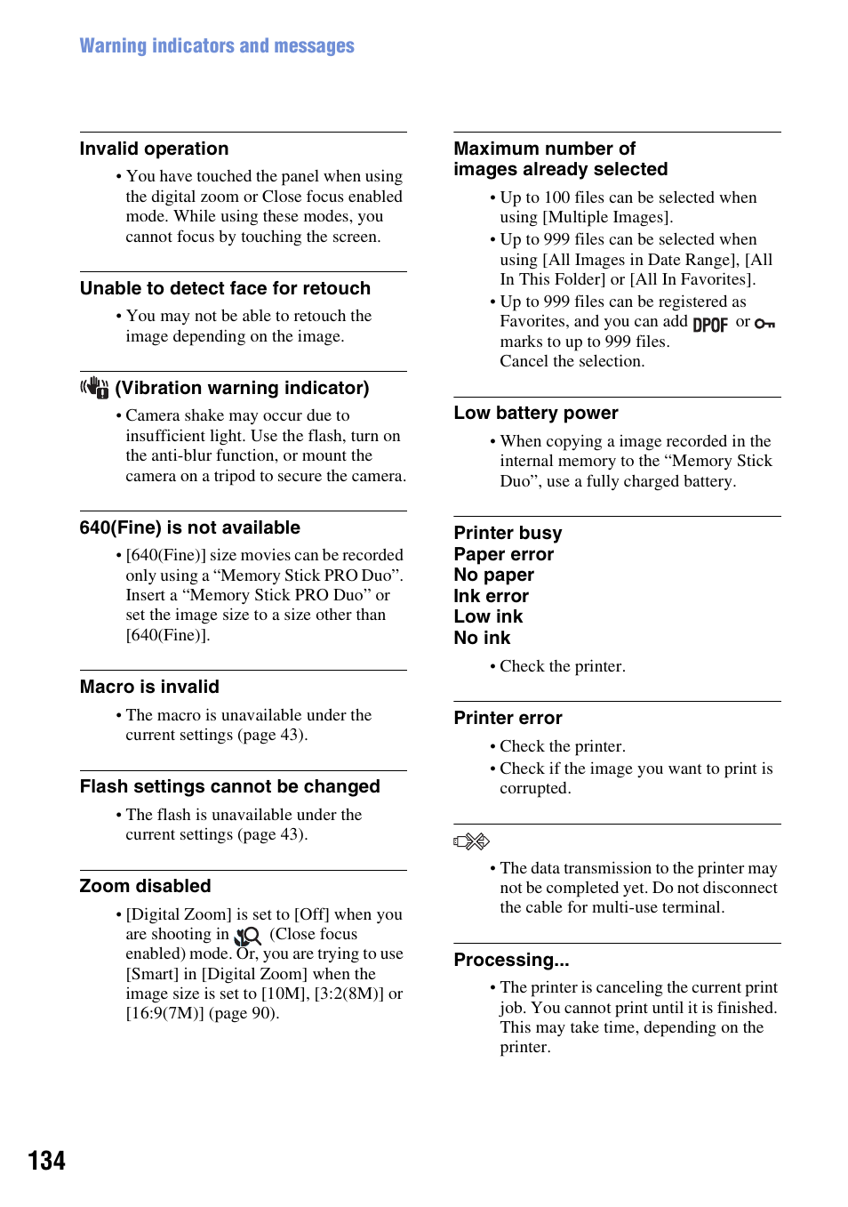 Sony DSC-T300 User Manual | Page 134 / 147