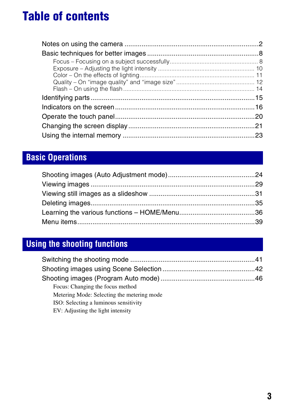 Sony DSC-T300 User Manual | Page 3 / 147