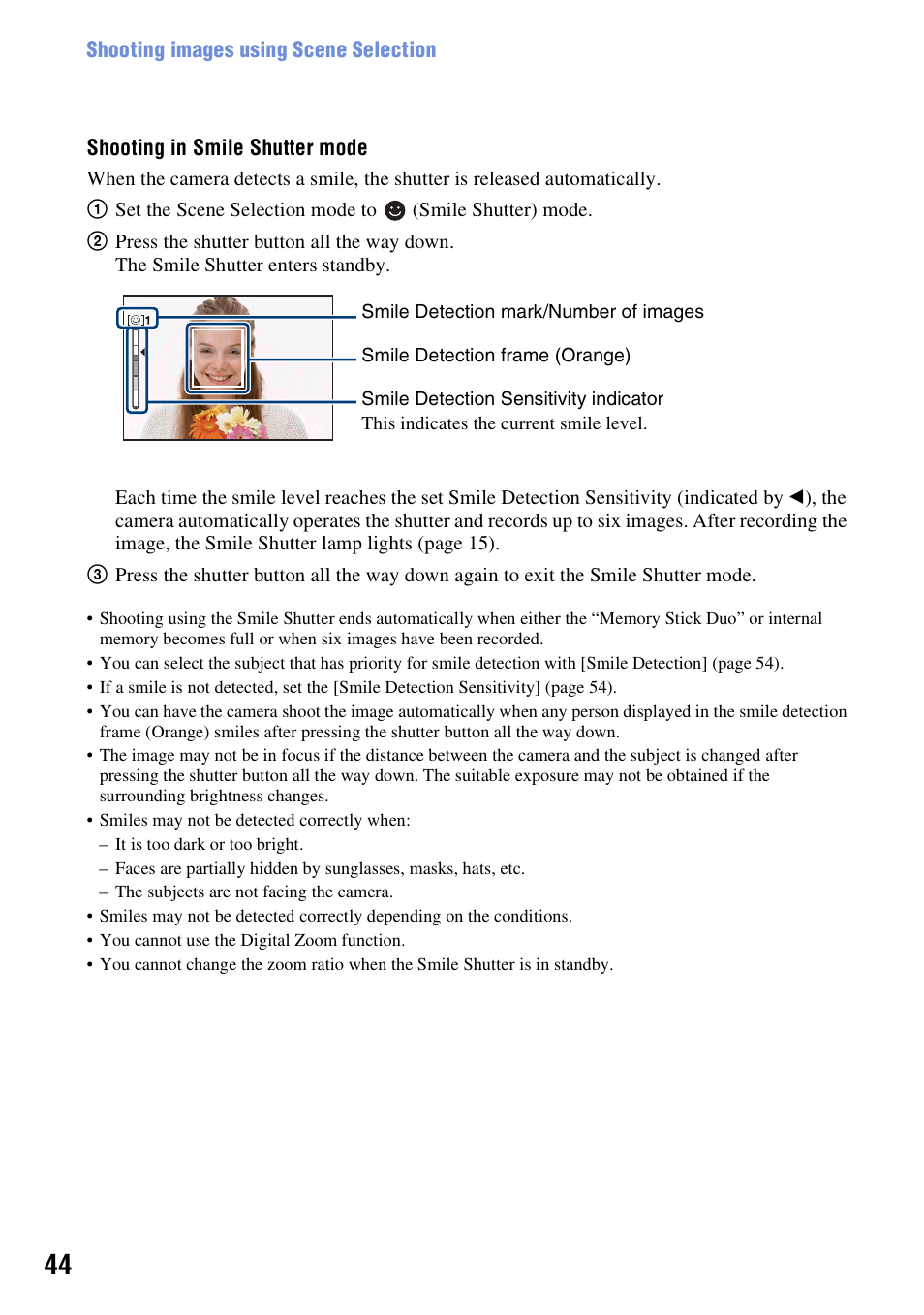 S (44) | Sony DSC-T300 User Manual | Page 44 / 147