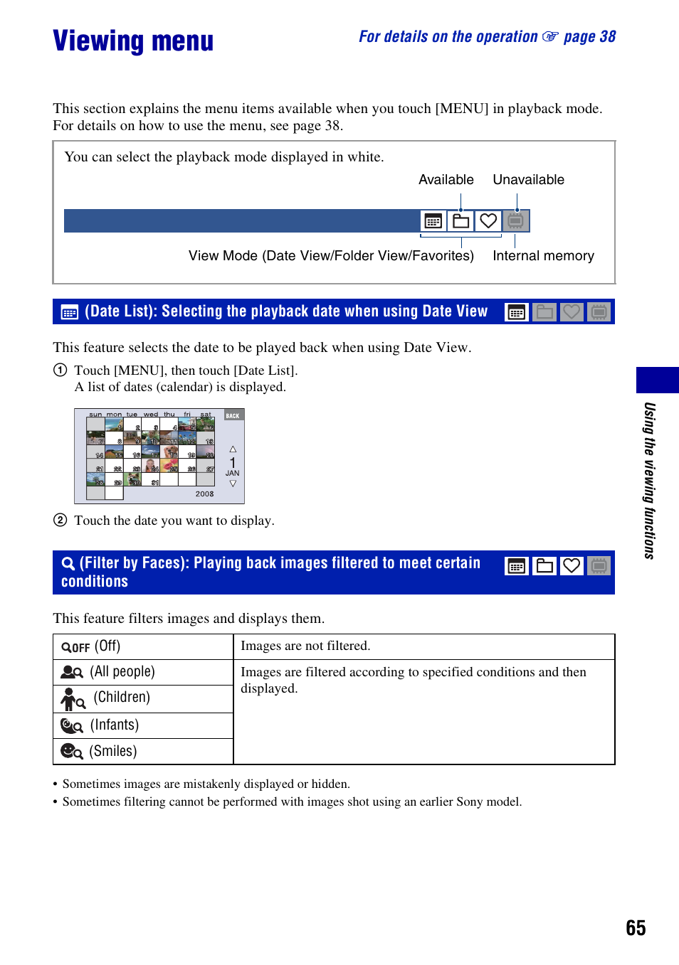 Viewing menu | Sony DSC-T300 User Manual | Page 65 / 147