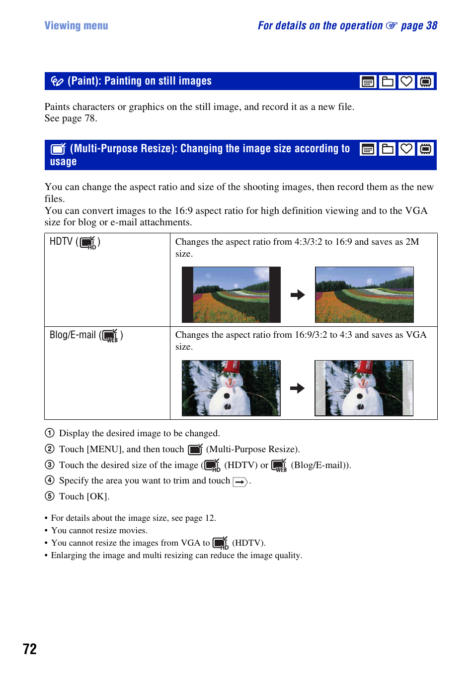 Paint): painting on still images | Sony DSC-T300 User Manual | Page 72 / 147