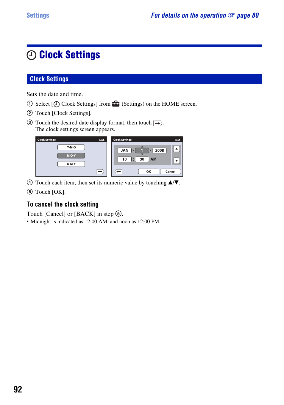 Clock settings | Sony DSC-T300 User Manual | Page 92 / 147