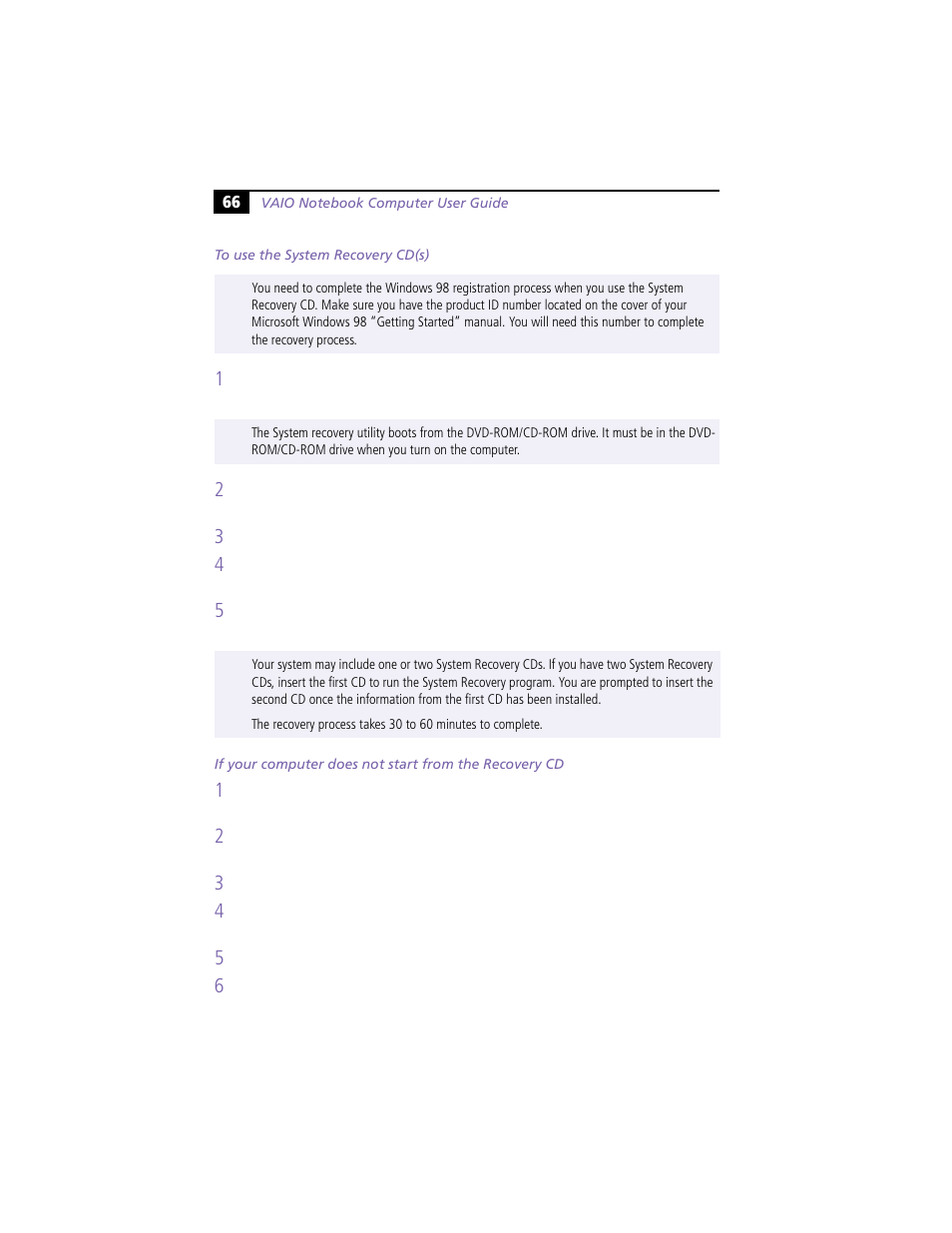 To use the system recovery cd(s) | Sony PCG-F360 User Manual | Page 76 / 98