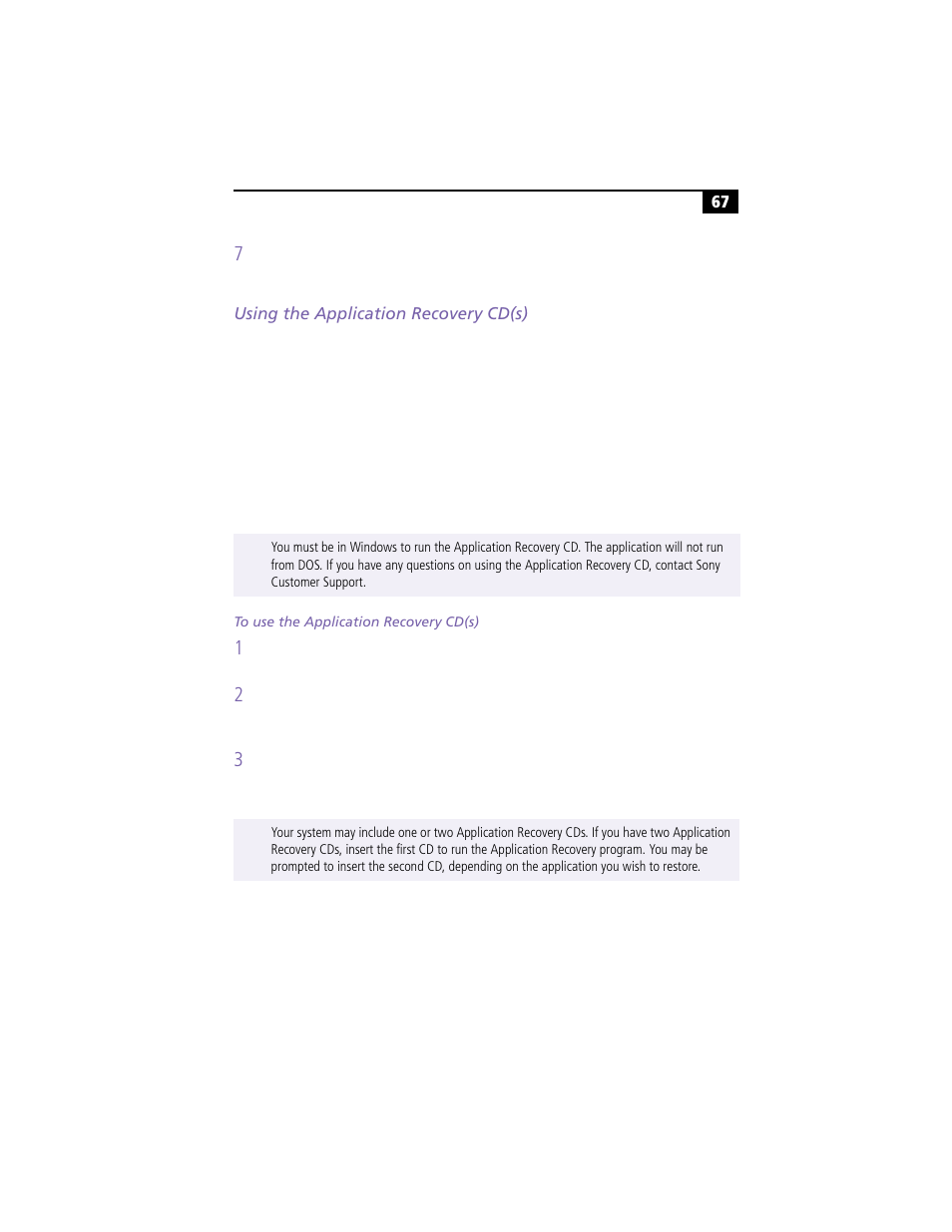 Using the application recovery cd(s), To use the application recovery cd(s) | Sony PCG-F360 User Manual | Page 77 / 98