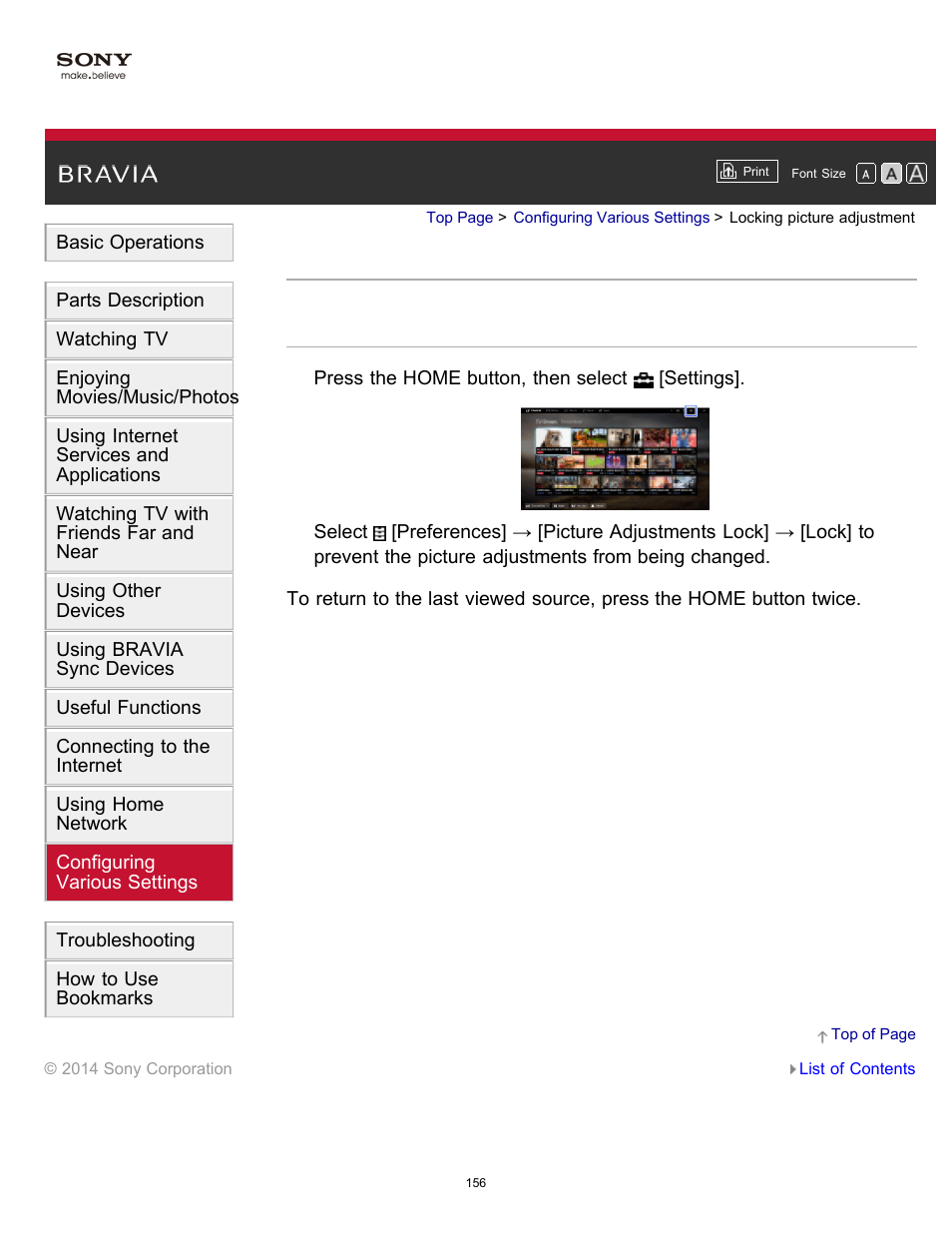 Locking picture adjustment | Sony KDL-60W850B User Manual | Page 162 / 245