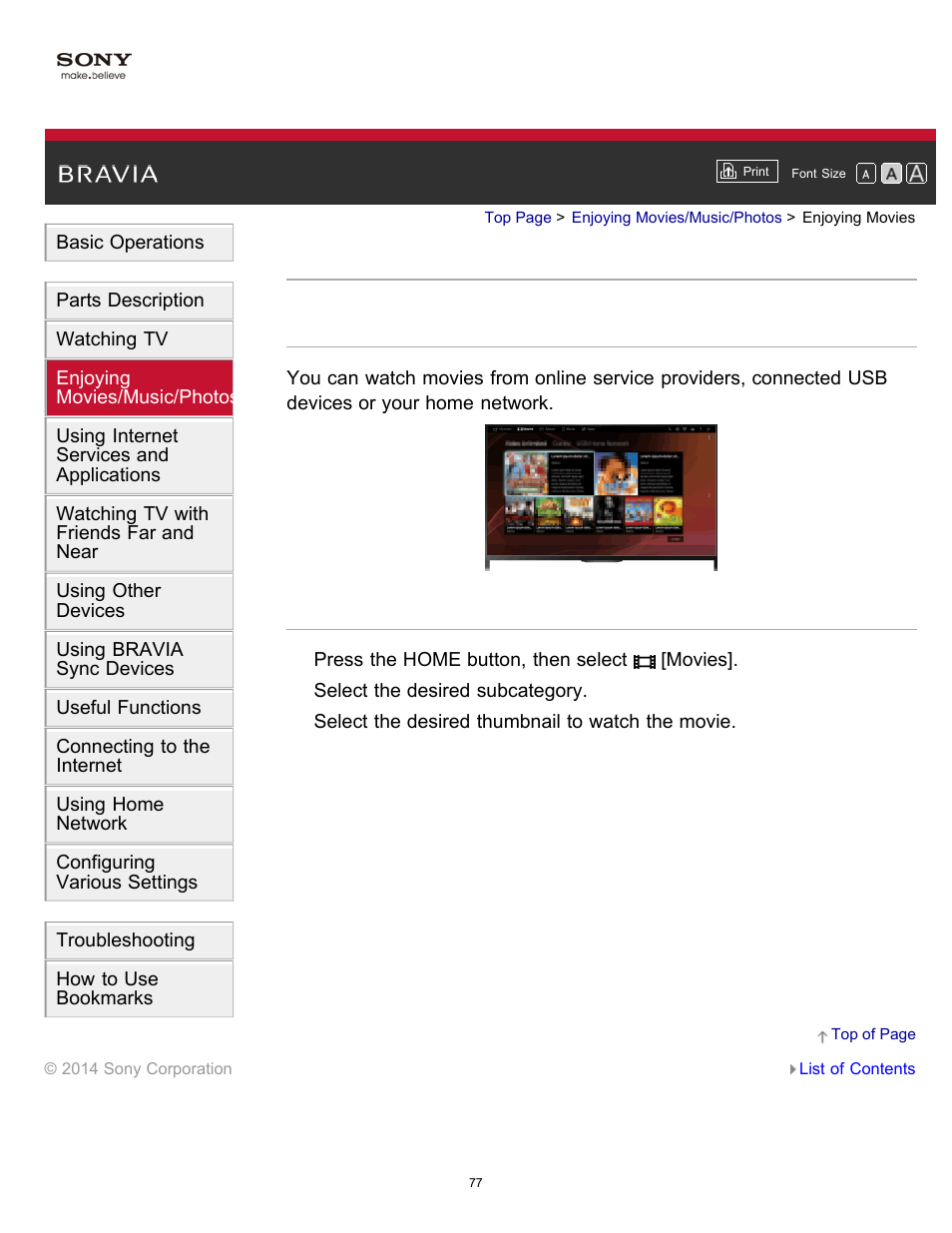 Enjoying movies | Sony KDL-60W850B User Manual | Page 83 / 245