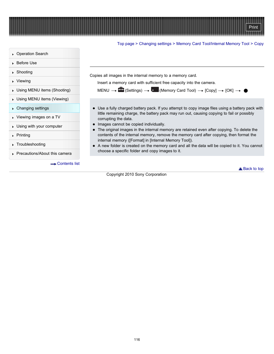 Copy, Details | Sony DSC-W530 User Manual | Page 116 / 167