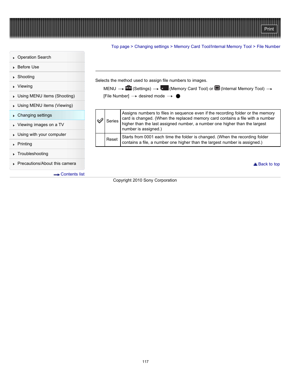 File number | Sony DSC-W530 User Manual | Page 117 / 167