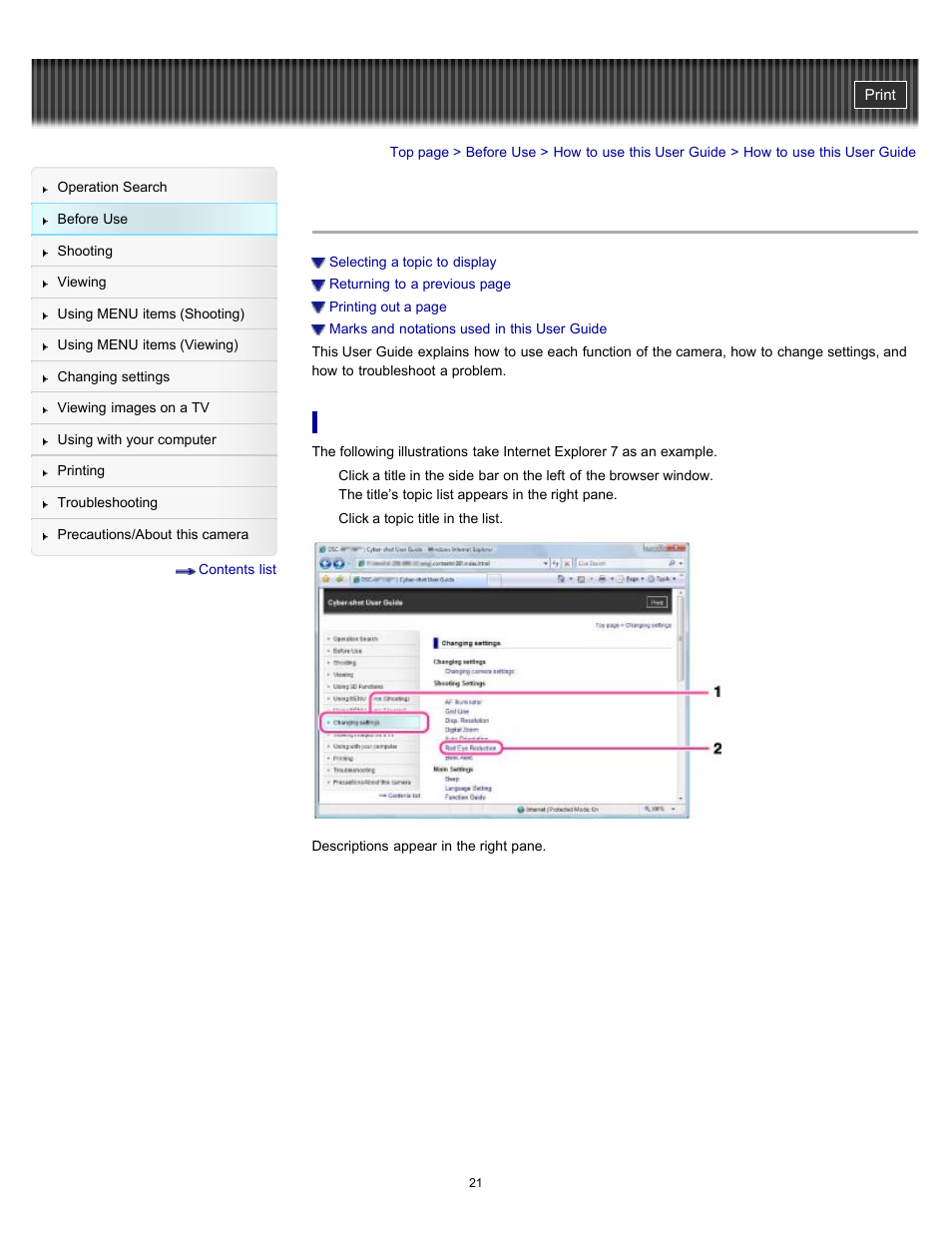 How to use this user guide | Sony DSC-W530 User Manual | Page 21 / 167