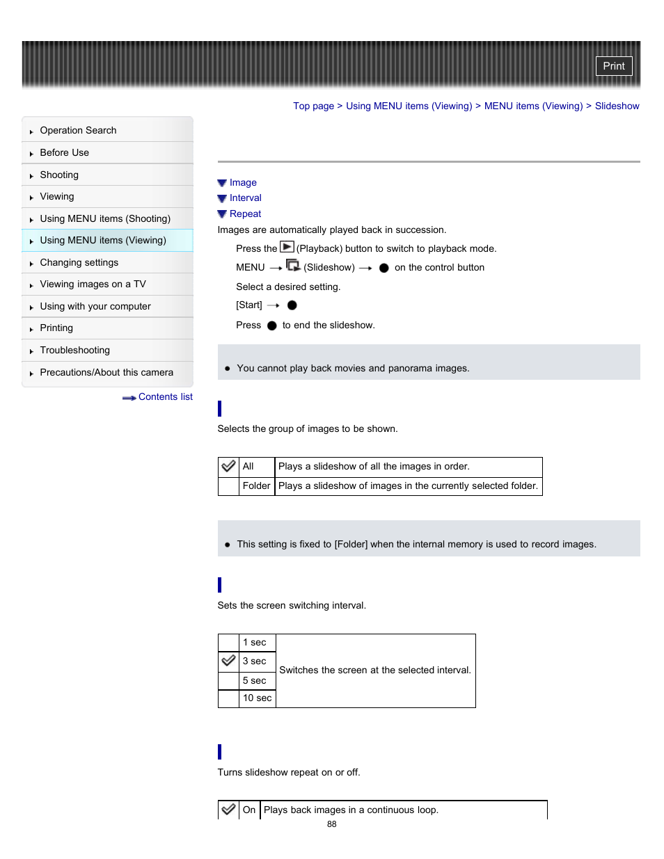 Slideshow | Sony DSC-W530 User Manual | Page 88 / 167